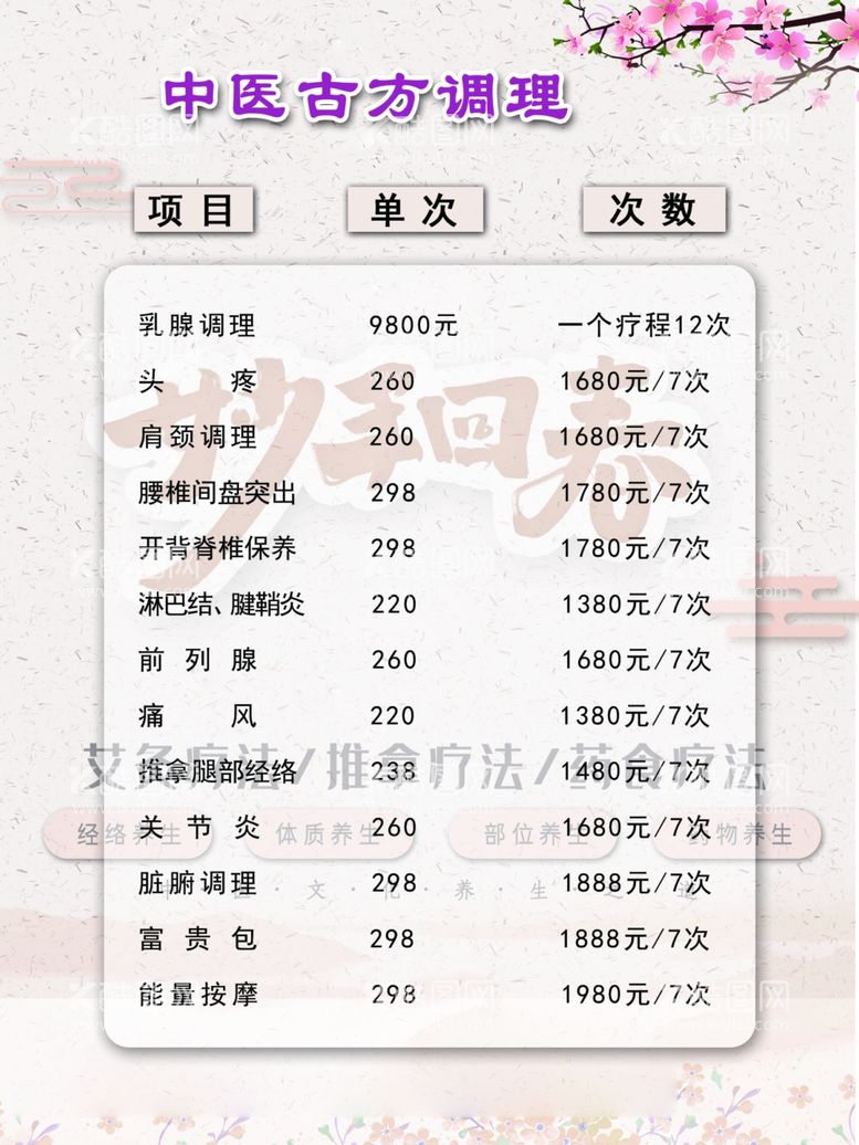 编号：56765401131806184432【酷图网】源文件下载-调理价格表