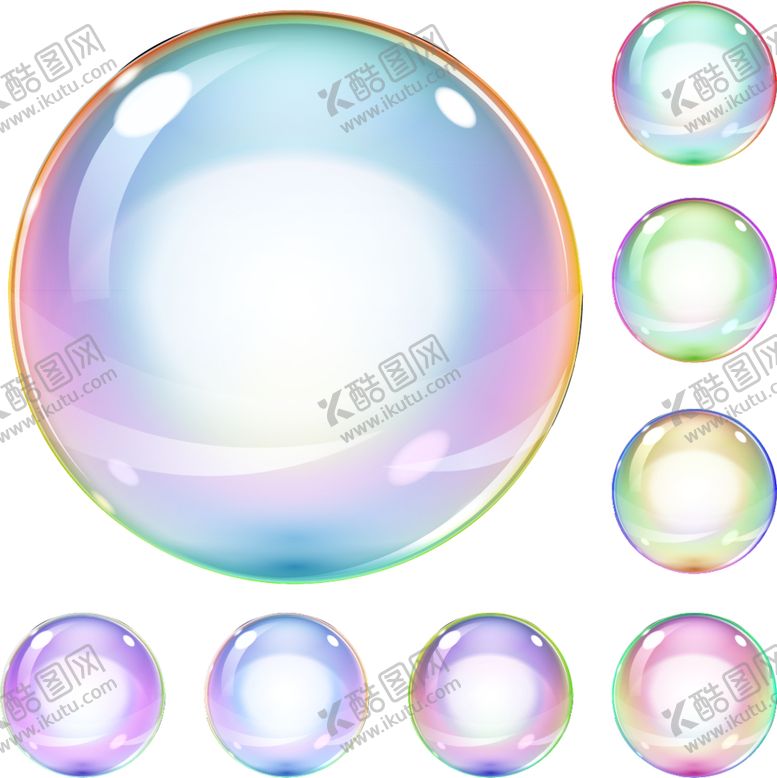 编号：52623507071003256189【酷图网】源文件下载-彩色透明肥皂泡气泡水泡泡泡元素