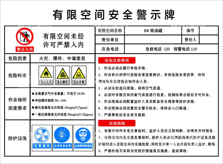 编号：12098609152000217015【酷图网】源文件下载-有限空间安全警示牌