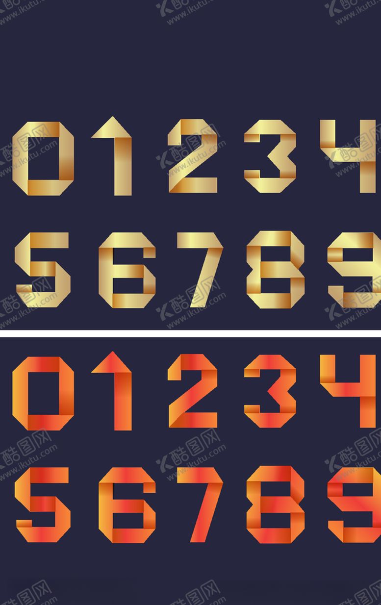 编号：17370309190829424797【酷图网】源文件下载-折纸渐变风格数字