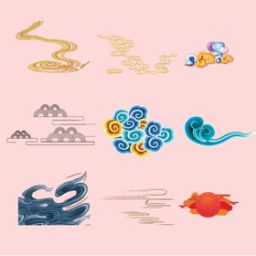 彩色古风祥云元素