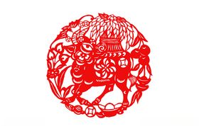 AI矢量牛年剪纸图案