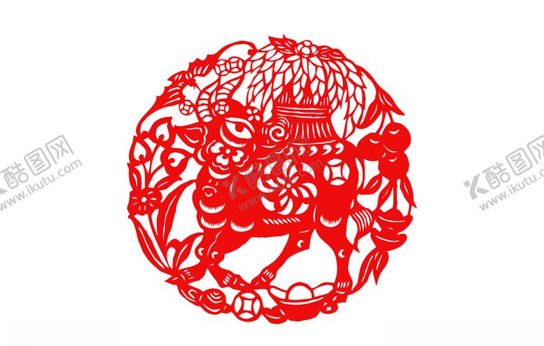 编号：61056405032034161575【酷图网】源文件下载-AI矢量牛年剪纸插画