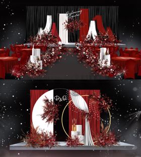 红色纱幔婚礼美陈