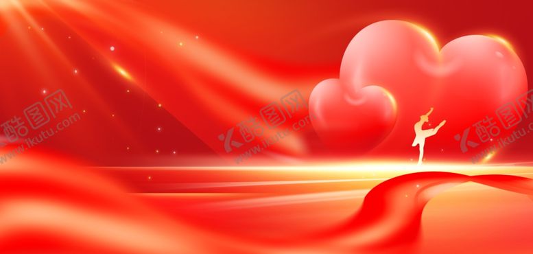 编号：74146504071759098603【酷图网】源文件下载-妇女节爱心红心红色简约背景