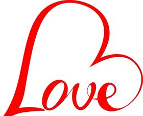 情人节love文字爱心装饰矢量