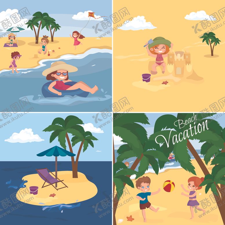 编号：22520709260455176409【酷图网】源文件下载-卡通沙滩