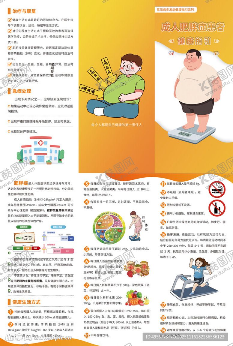 编号：39104911201313191107【酷图网】源文件下载-成人肥胖症患者健康指引三折页