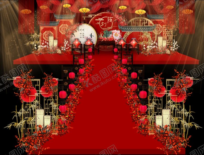 编号：93864910240154368299【酷图网】源文件下载-红色中式婚庆效果图
