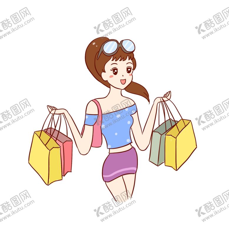 编号：80677110072247064169【酷图网】源文件下载-卡通美女购物