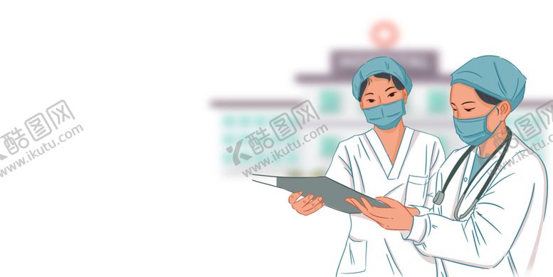 编号：87569410270545126868【酷图网】源文件下载-戴口罩的卡通医护人员