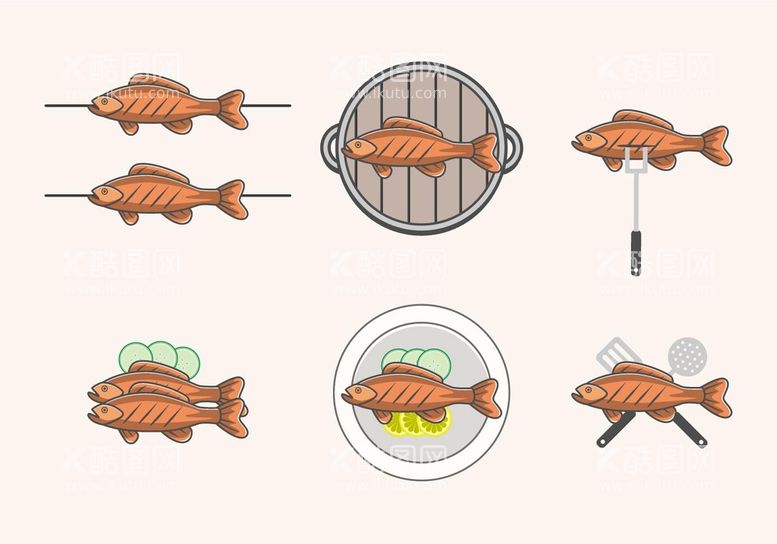 编号：25679310052012213591【酷图网】源文件下载-卡通烤鱼
