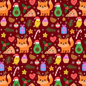 可爱动物与物品图案背景