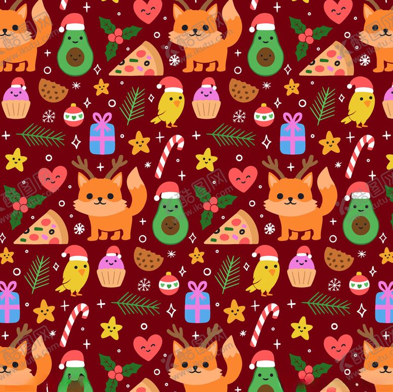 编号：74497812221100591667【酷图网】源文件下载-可爱动物与物品图案背景