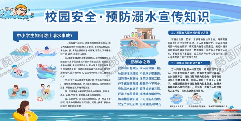 编号：64651307050636417434【酷图网】源文件下载-校园防溺水宣传知识海报
