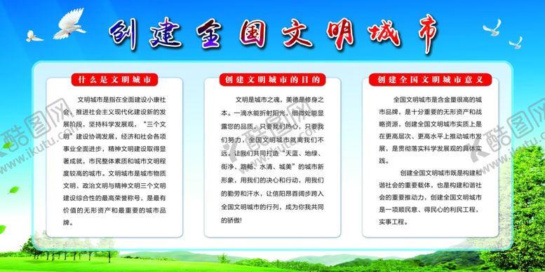 编号：53810409250416159166【酷图网】源文件下载-创文创卫创建卫生城市宣传展板