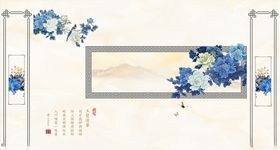 花鸟画牡丹背景墙