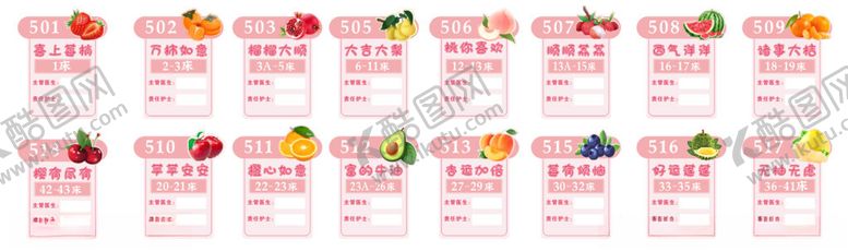 编号：77207210022106262237【酷图网】源文件下载-水果病房门牌部分文字未转曲