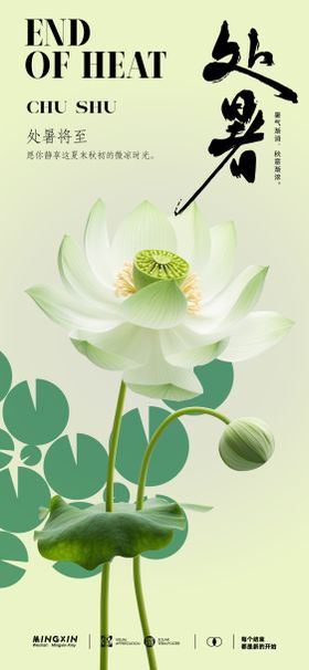 处暑节气海报二十四简约高级荷花