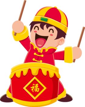新年卡通人物敲鼓