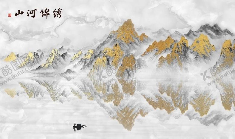 编号：46062804091547216619【酷图网】源文件下载-爵士白锦绣江山新中式电视背景墙