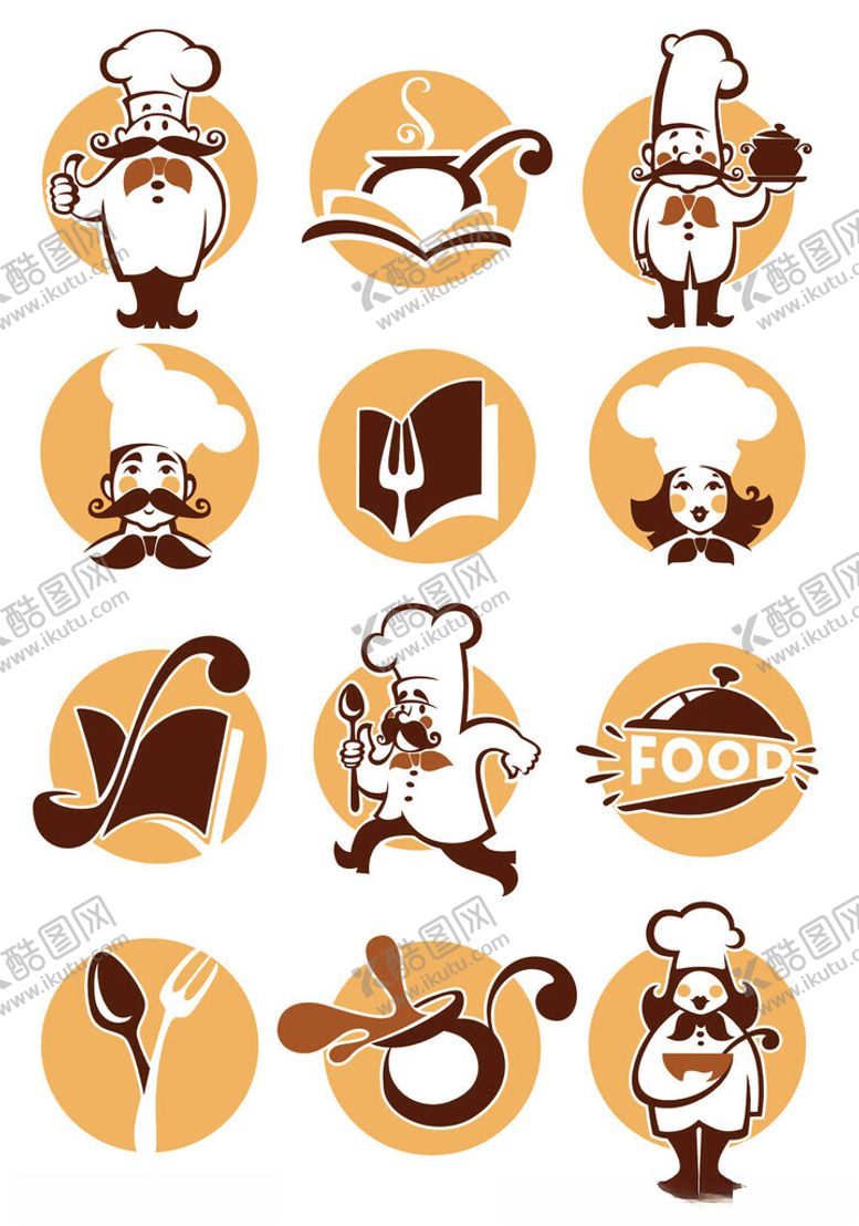 编号：86379212221821401581【酷图网】源文件下载-厨师与烹饪元素图标集