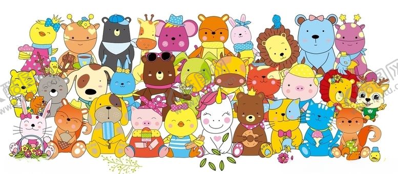 编号：47748910301144599569【酷图网】源文件下载-动物合影四动物美食大合影上