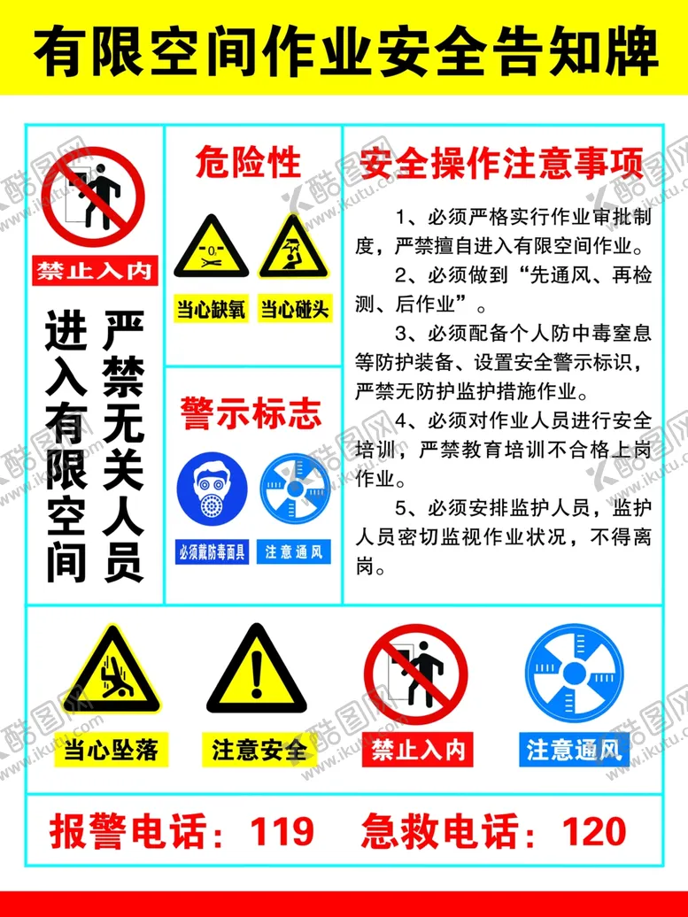编号：52937701262050222187【酷图网】源文件下载-有限空间作业安全告知牌
