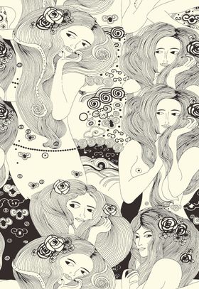 珠海渔女日月贝线描