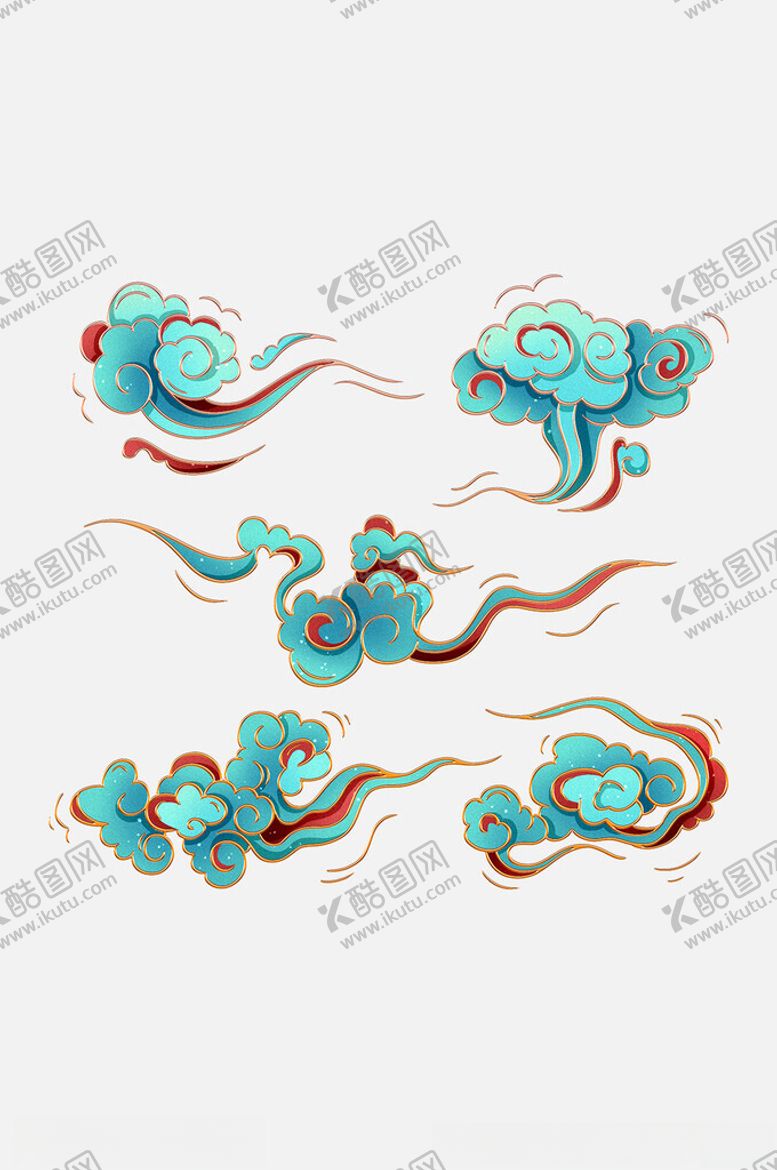 编号：55208703011542419592【酷图网】源文件下载-中国古典彩色祥云元素