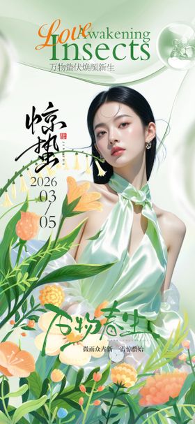 医美惊蛰 节气海报