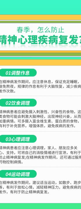 春季精神心理疾病医疗科普海报