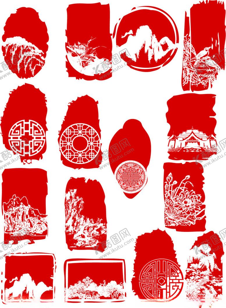 编号：94015811182102378378【酷图网】源文件下载-中式红色印章图案素材