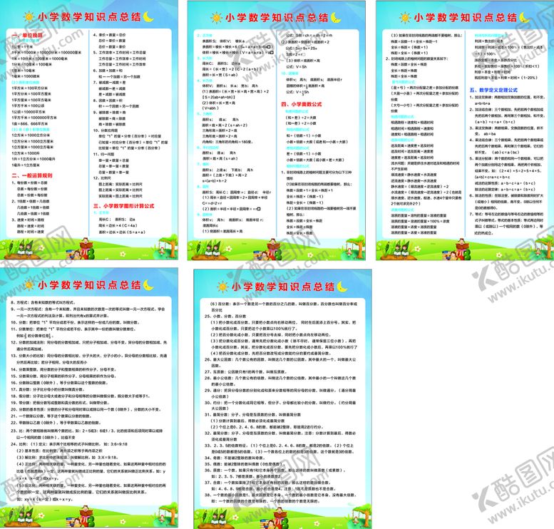 编号：85162009191808380156【酷图网】源文件下载-小学数学知识点总结