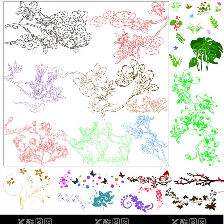 编号：97922312211531098795【酷图网】源文件下载-艺术花朵矢量图