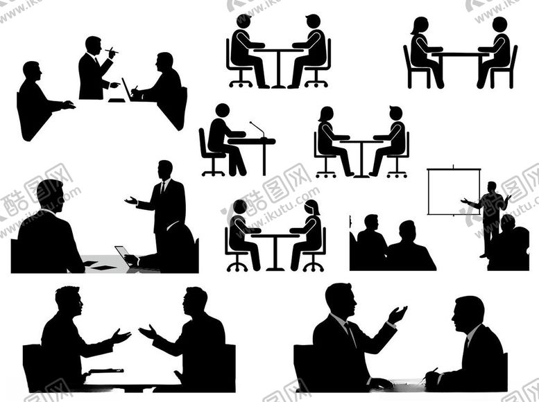 编号：87840911172020263139【酷图网】源文件下载-商务洽谈人物剪影