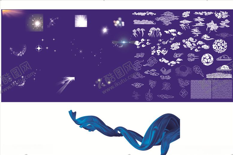 编号：37702110031758132472【酷图网】源文件下载-浮云星星点点特效绸带