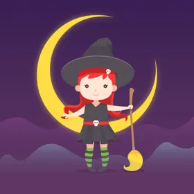 卡通魔女万圣节人物巫
