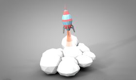 C4D模型火箭发射