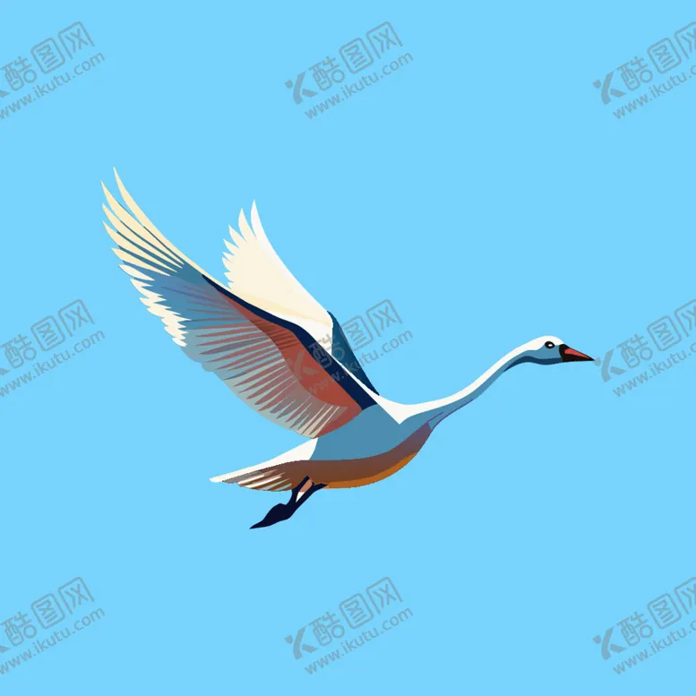 编号：21341401181538151442【酷图网】源文件下载-扁平风格飞行在天空中的天鹅