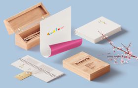 logo样机可爱彩色蓝色展示