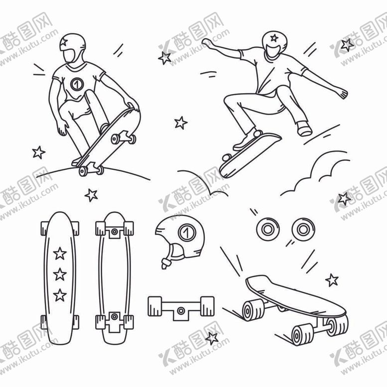 编号：63091912010011556458【酷图网】源文件下载-ai矢量少年滑板人物