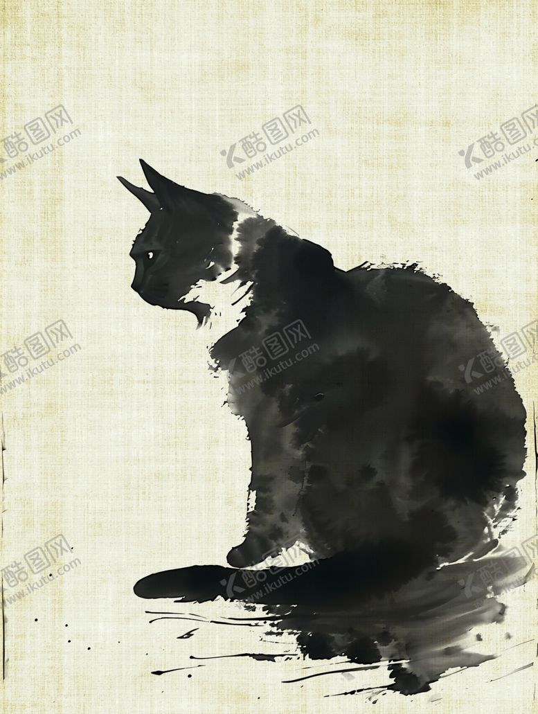 编号：76589801262224595509【酷图网】源文件下载-水墨猫