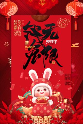 兔年贺岁展架展板红包