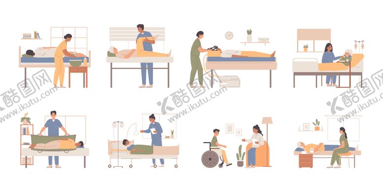 编号：81060006300436447145【酷图网】源文件下载-医院做康复插画