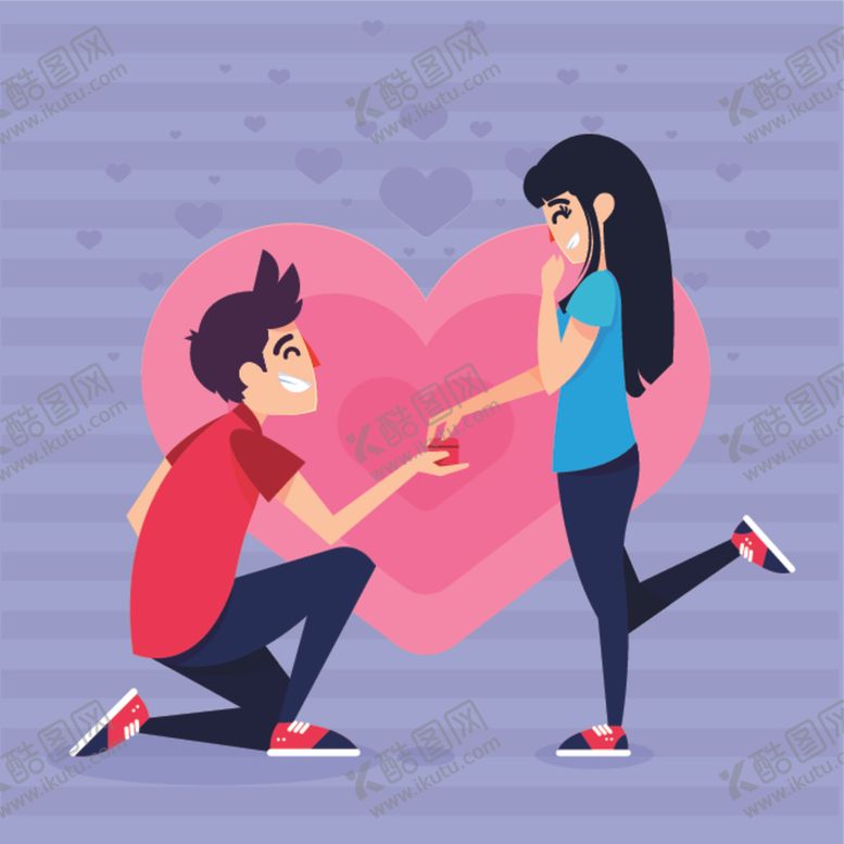 编号：27398206261836405397【酷图网】源文件下载-卡通人物求婚