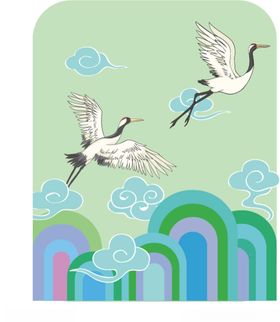 两只仙鹤出深山