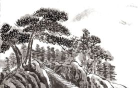水墨中国风迎客松