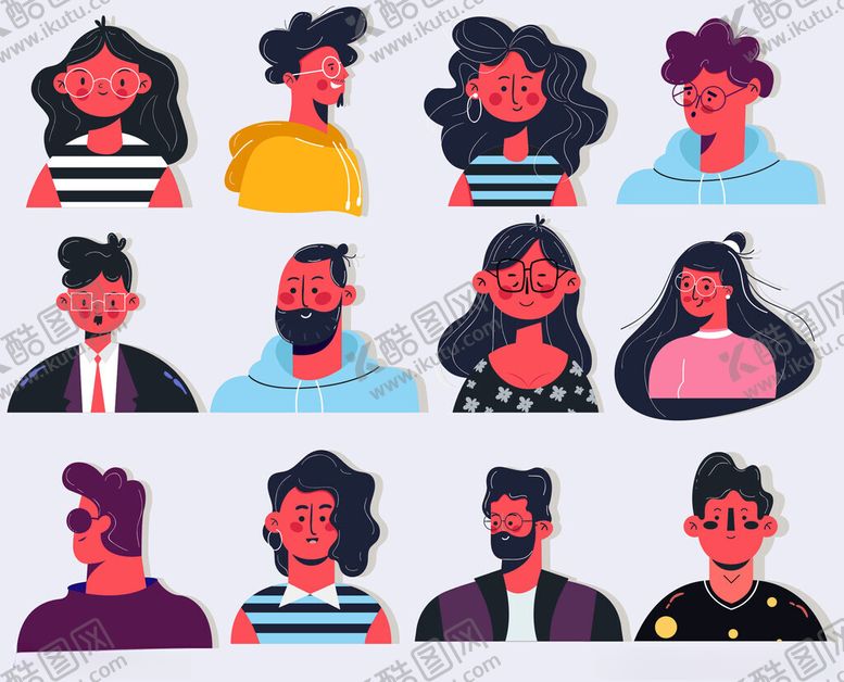 编号：42202504052249217224【酷图网】源文件下载-多样风格人物头像集合