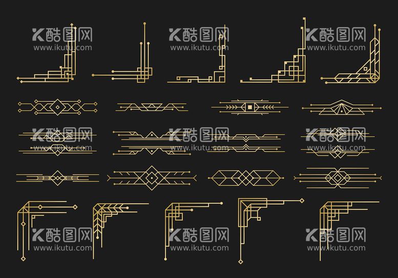 编号：91536710011919319621【酷图网】源文件下载-欧式金色边框矢量元素